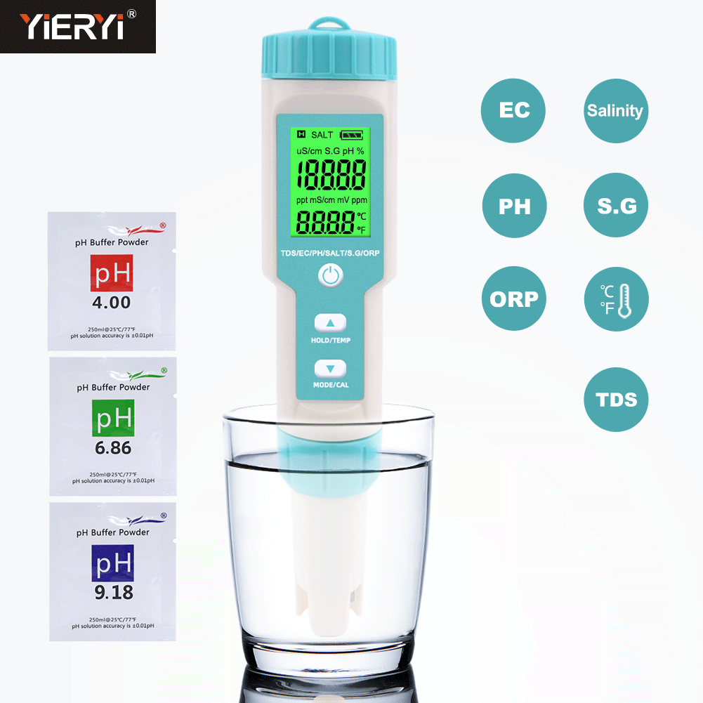 Marine Aquarium Water Analyzer - New 7 in 1 PH/TDS/EC/ORP/Salinity /S.