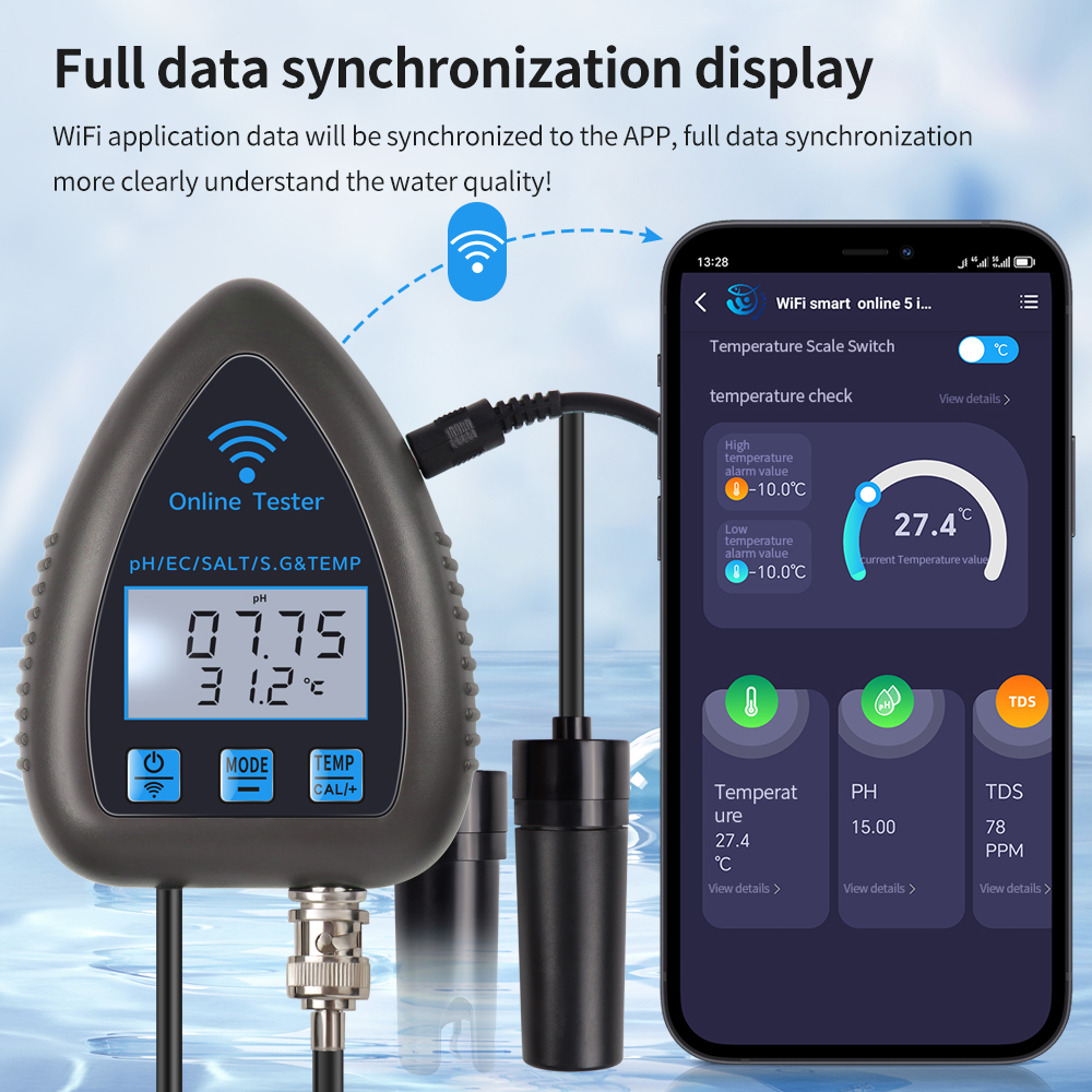 Tuya WiFi 5 in 1 Water Quality - đánh giá và giá Marine Aquarium Water Analyzer