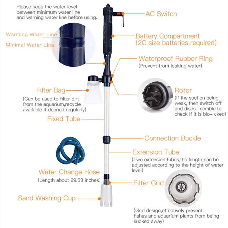 Electric Water Changer Vacuum  - đánh giá và giá Marine Aquarium With Sump